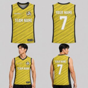 Custom Yellow Rugged Stripes Pattern Volleyball Jersey – VOL010
