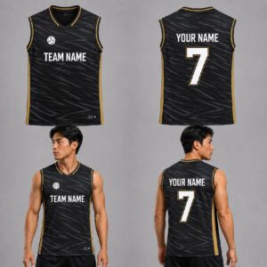 Custom Black Gray Abstract Lines Pattern Volleyball Jersey – VOL011