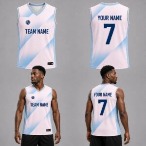 Custom Blue White Shade Pattern Volleyball Jersey – VOL013