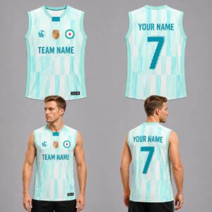 Custom Blue White Geometric Lines Pattern Volleyball Jersey – VOL016