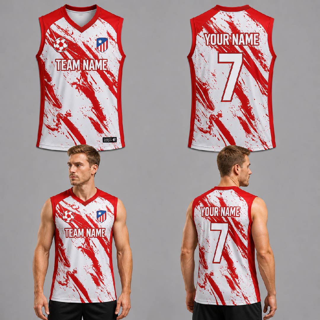 Custom Red White Snow Pattern Volleyball Jersey - VOL018