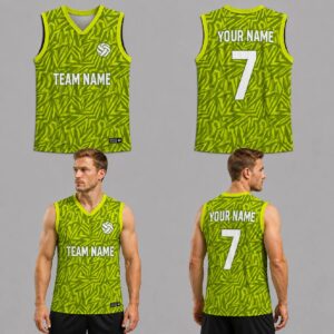 Custom Yellow Green Rugged Pattern Volleyball Jersey – VOL020