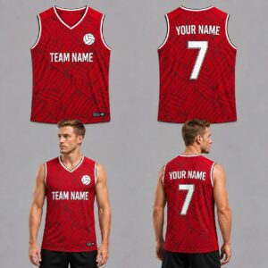 Custom Red Traditional Lines Pattern Volleyball Jersey – VOL021