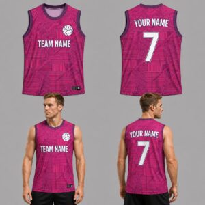 Custom Pink Geometric Patches Pattern Volleyball Jersey – VOL023