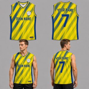 Custom Yellow Blue Stripes Pattern Volleyball Jersey – VOL025