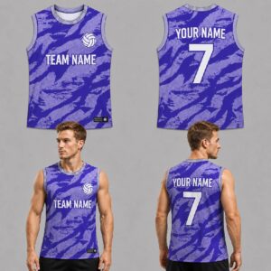 Custom Purple Rugged Pattern Volleyball Jersey - VOL026