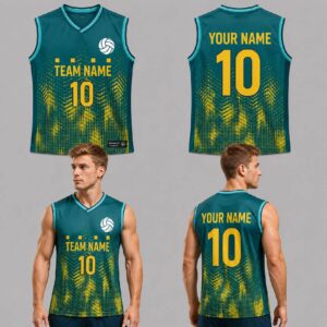 Custom Green Yellow Halftone Pattern Volleyball Jersey - VOL029