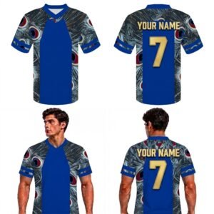 Custom Peacock Animals Adult Youth Football Jersey
