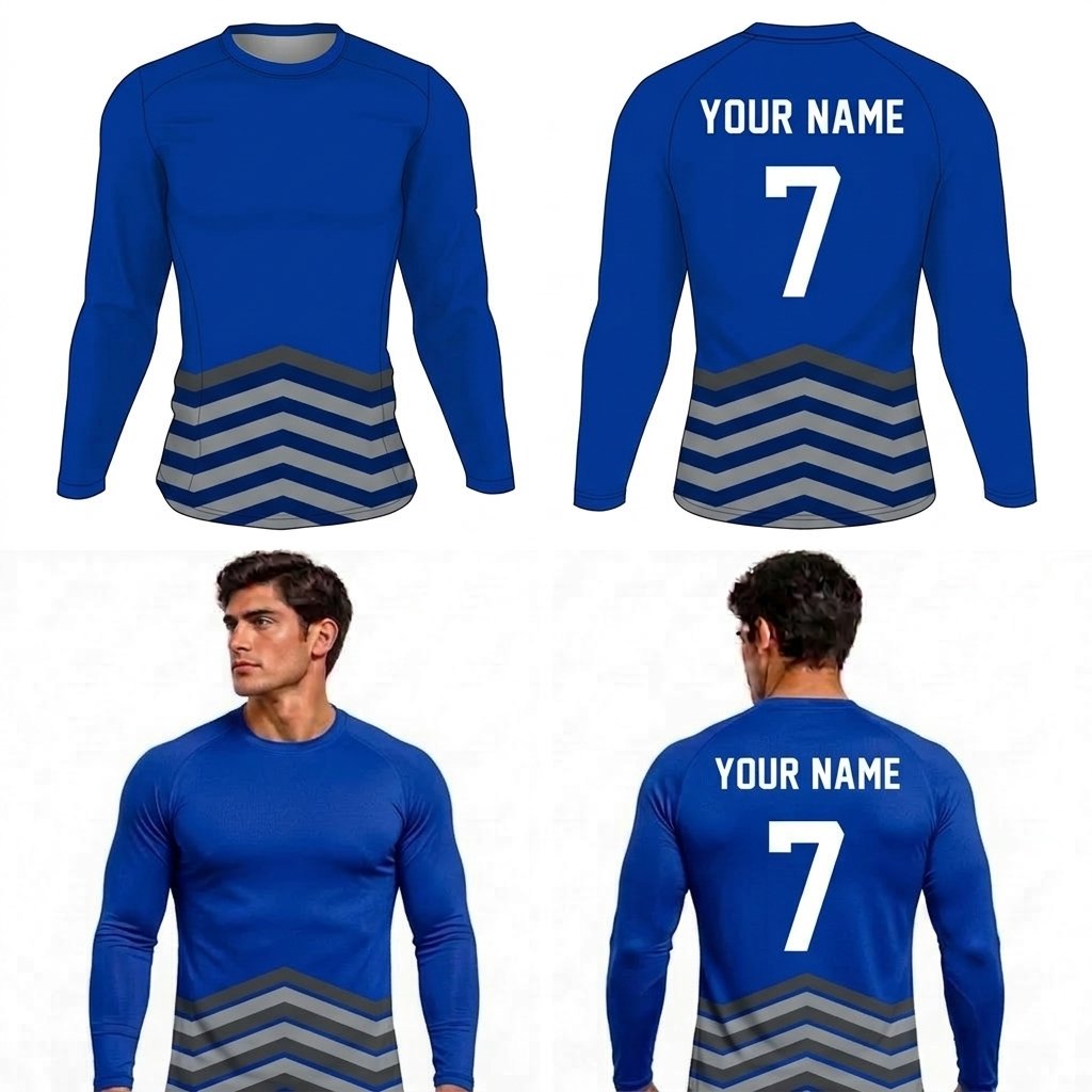 Custom Bottom Zig Zag Adult Youth Long Sleeve Compression Shirts