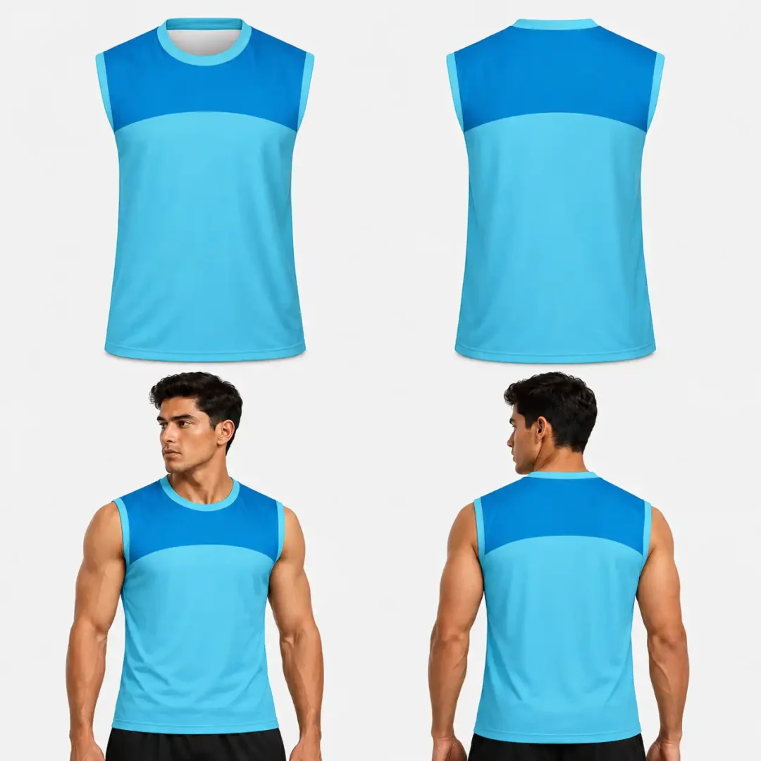Custom Cool Blue Unisex Sleeveless Shirt
