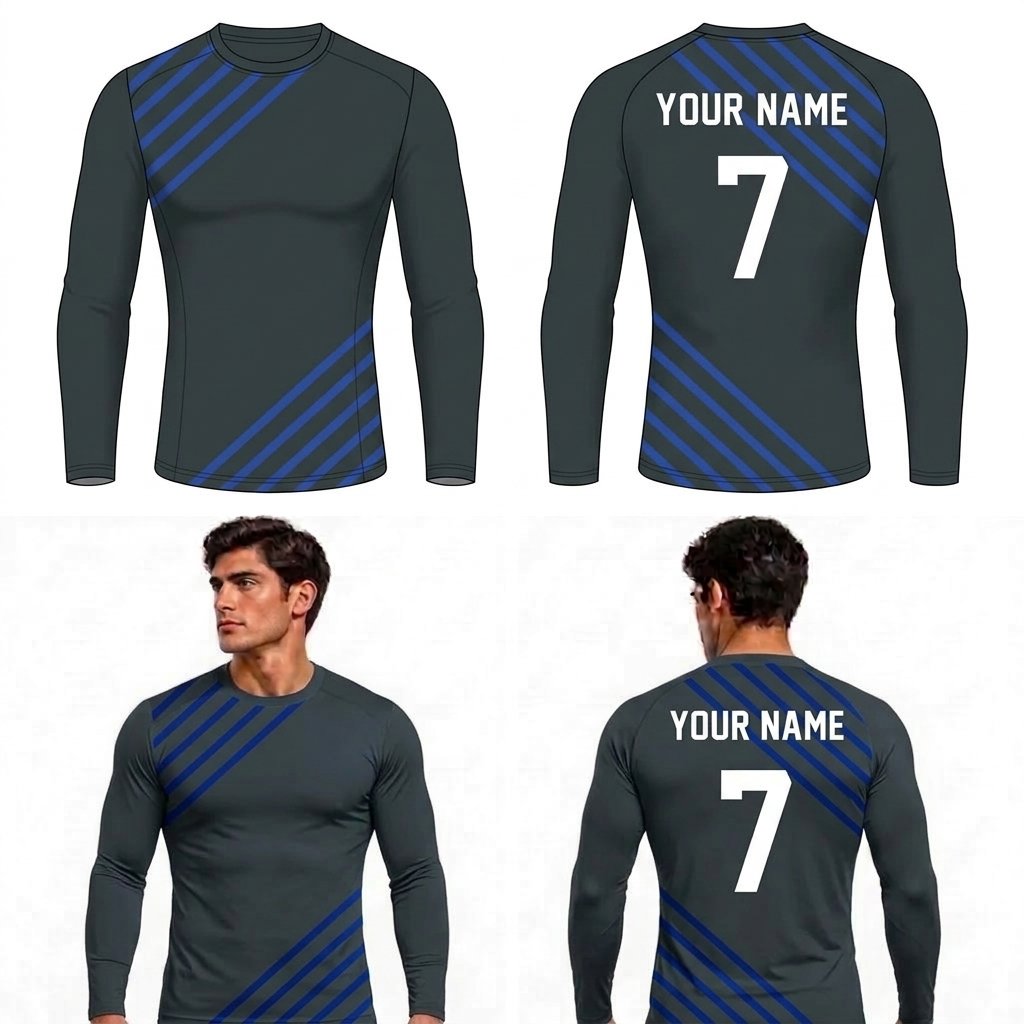 Custom Diagonal Lines Adult Youth Long Sleeve Compression Shirts (2)