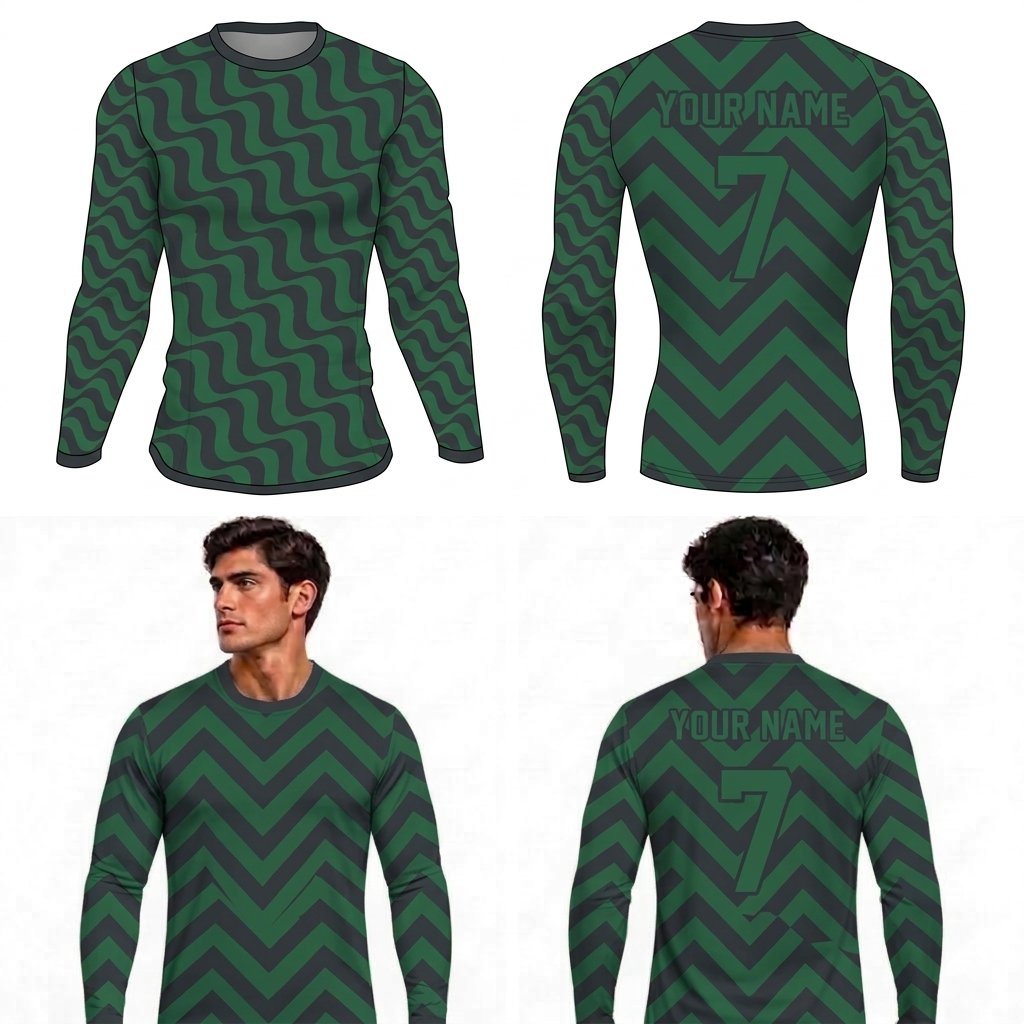 Custom Diagonal Zig Zag Adult Youth Long Sleeve Compression Shirts