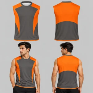 Custom Orange Charcoal Panel Unisex Sleeveless Shirt