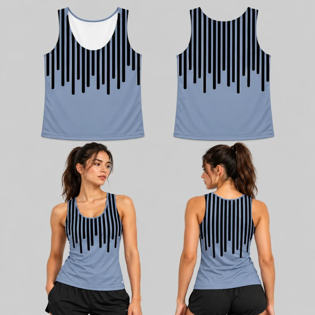 Custom Top Vertical Lines Track Sleeveless Shirt