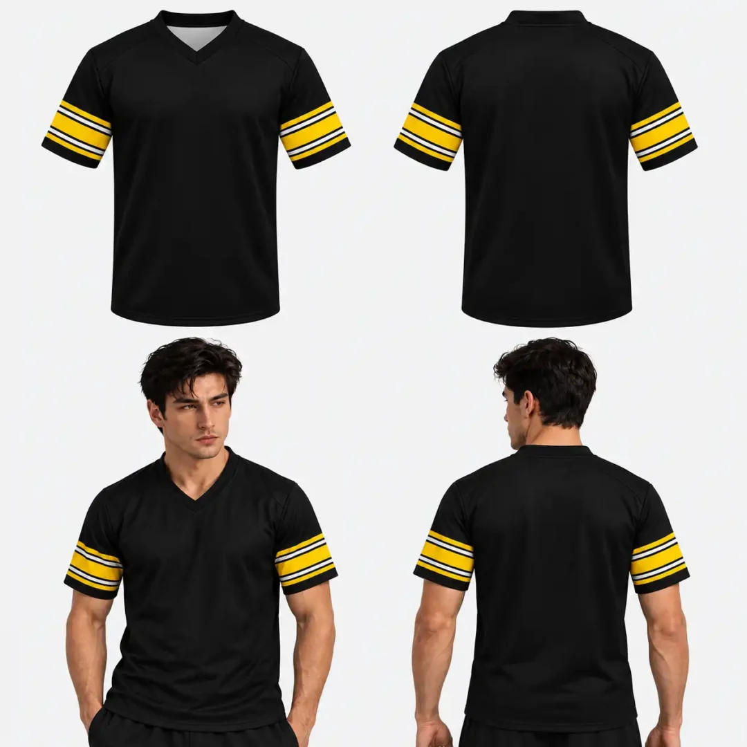 Stylish Black Unisex Custom Football Jersey